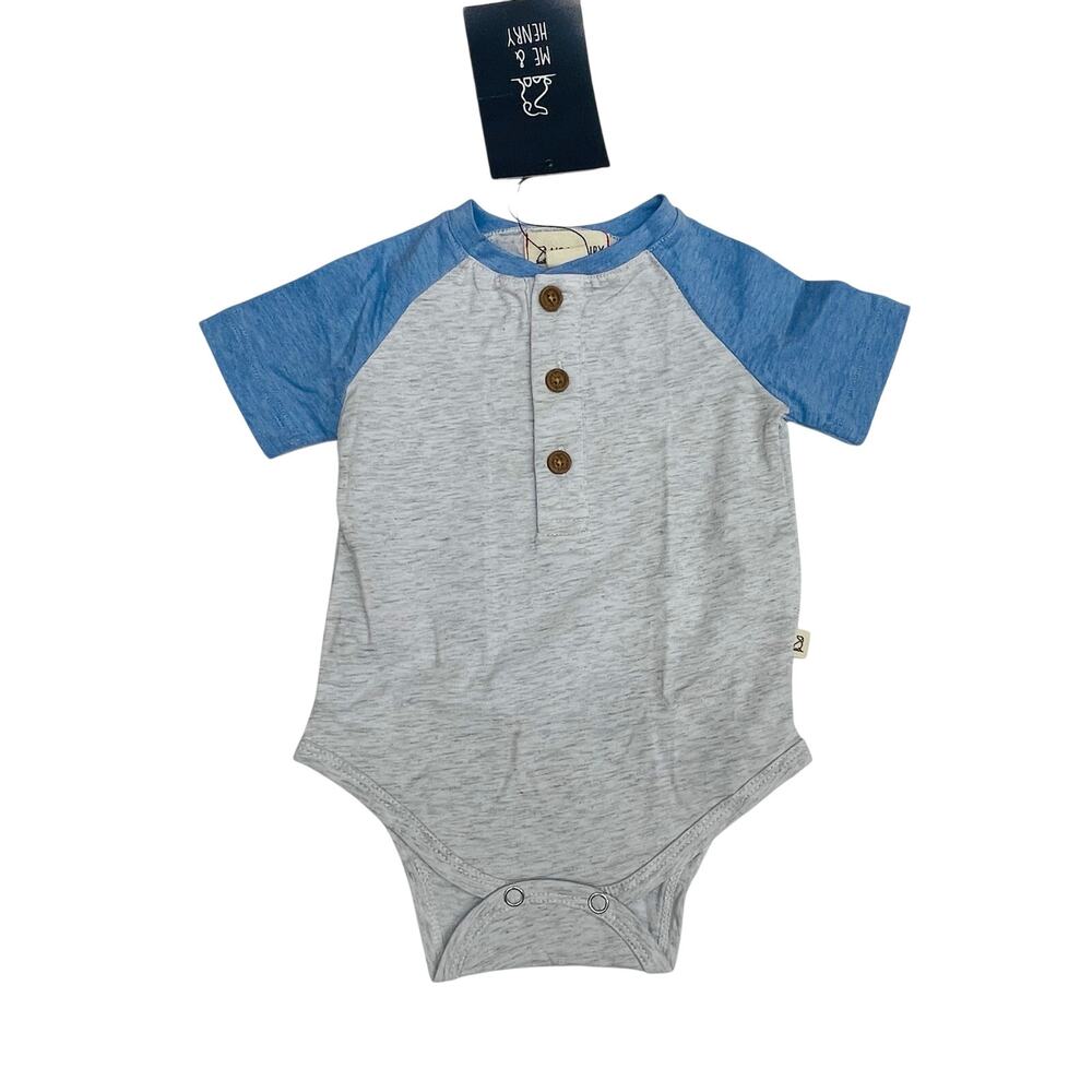 NWT Me & Henry 0/3M League Raglan Block Onesie